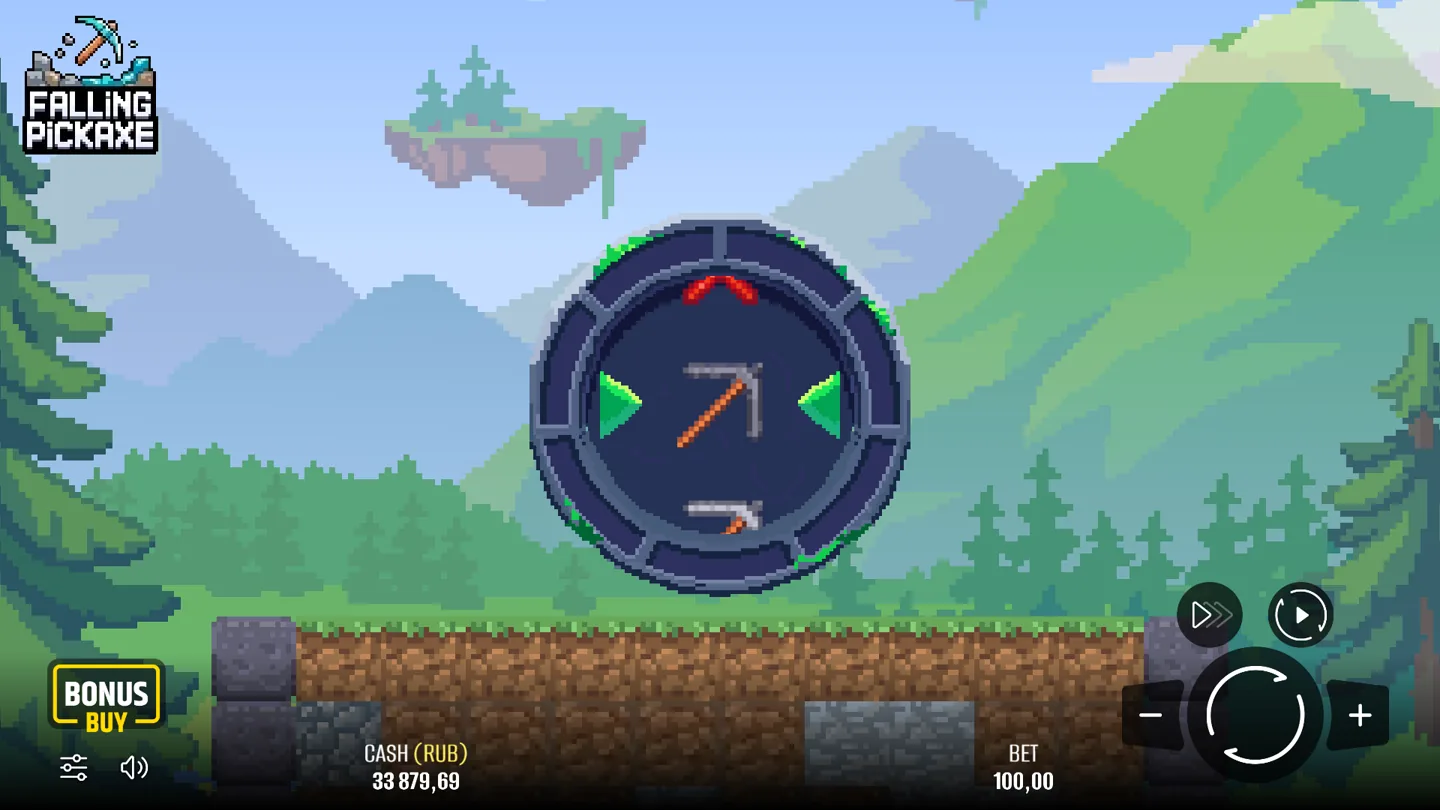 Основное игровое поле Falling Pickaxe с падающей киркой